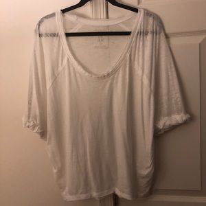 White sheer short sleeve tee